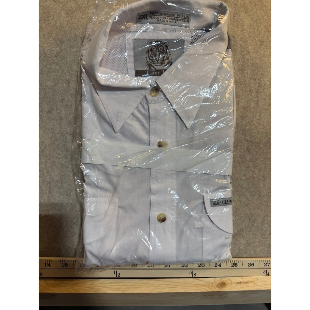 Tiger Hill Mens 2XL Performance‎ Poplin Button Down Shirt White Long Sleeve New